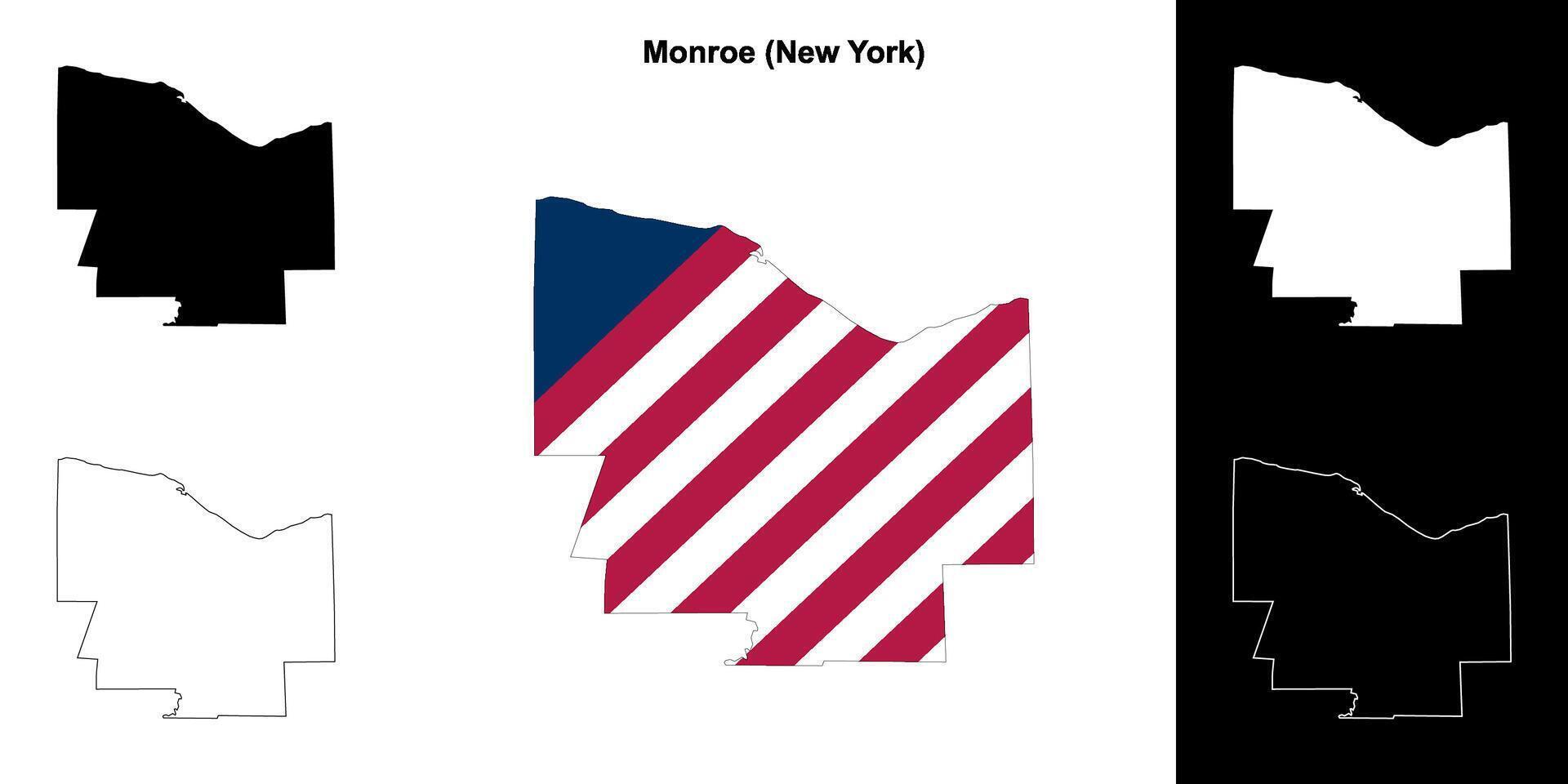 Monroe County, New York outline map set vector