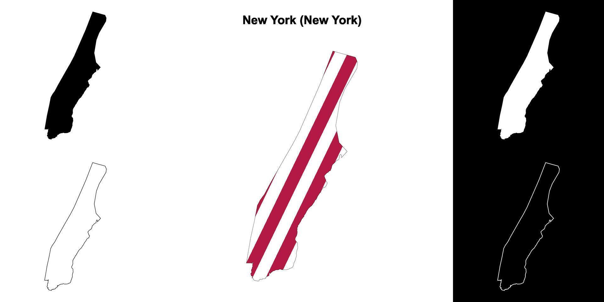 New York County, New York outline map set vector