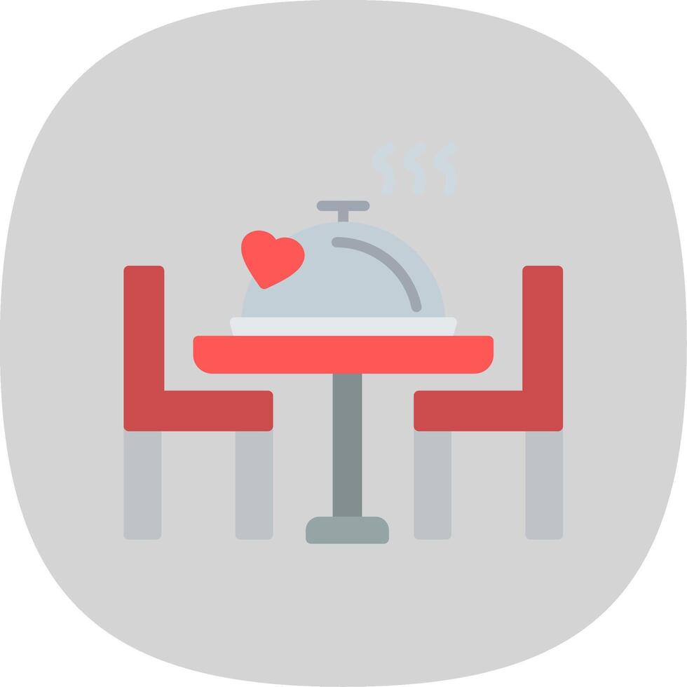 Romantic Dinner Flat Curve Icon Design vector