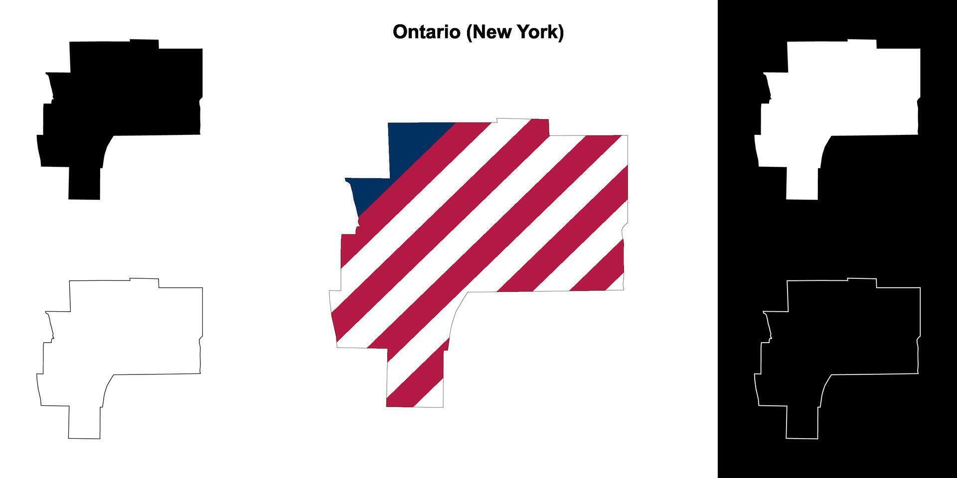 Ontario County, New York outline map set vector