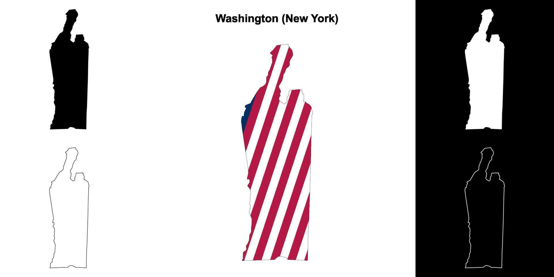 Washington County, New York outline map set vector