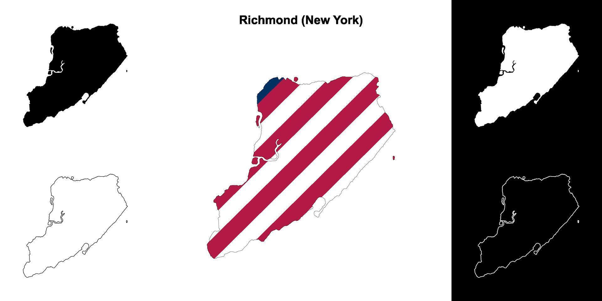 Richmond County, New York outline map set vector