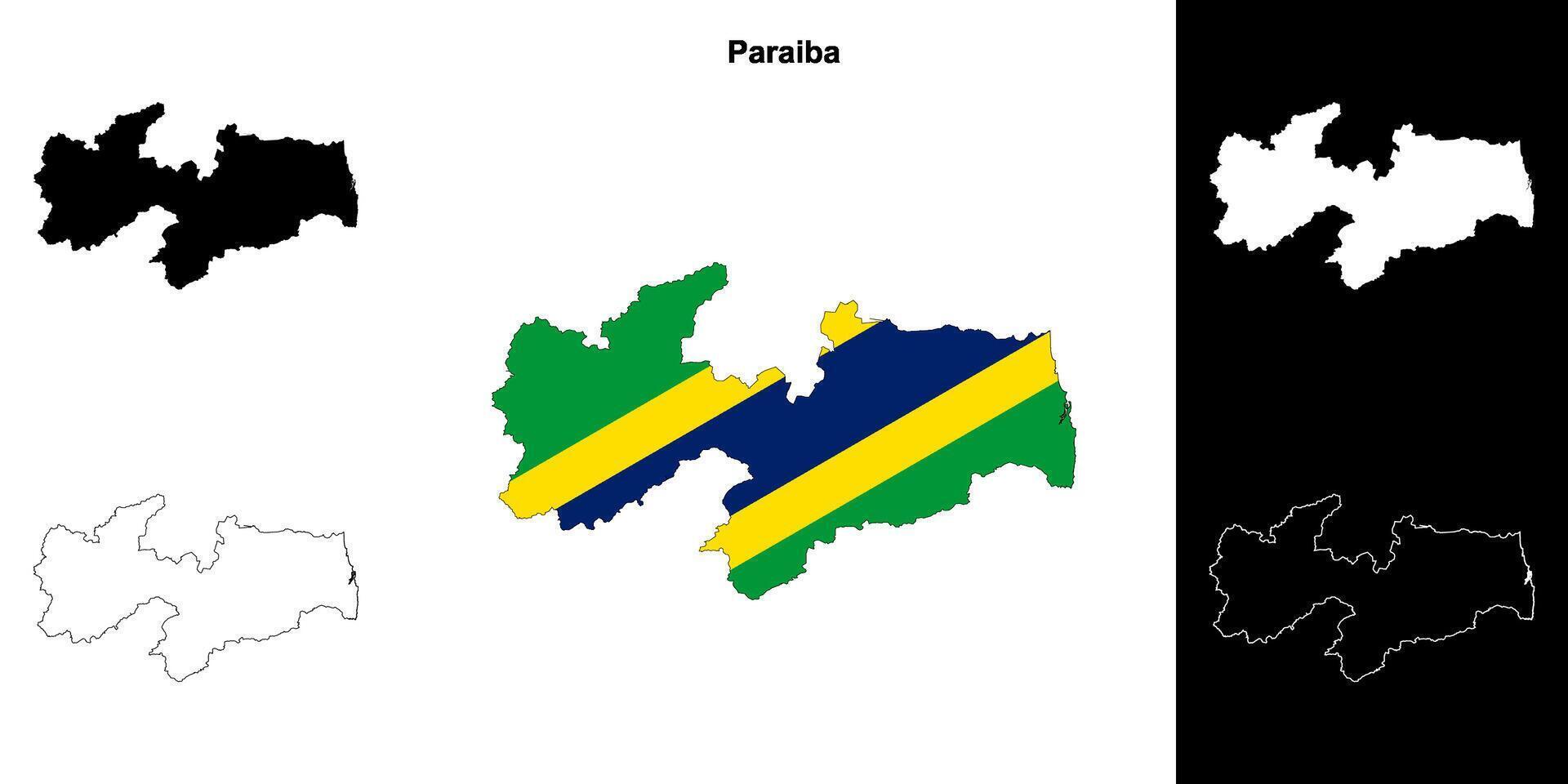Paraiba state outline map set vector