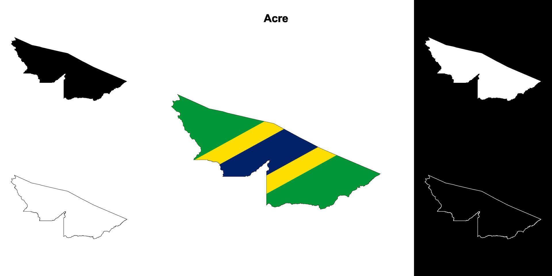 Acre state outline map set vector