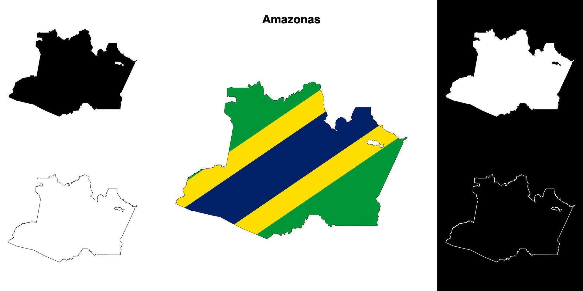 Amazonas state outline map set vector