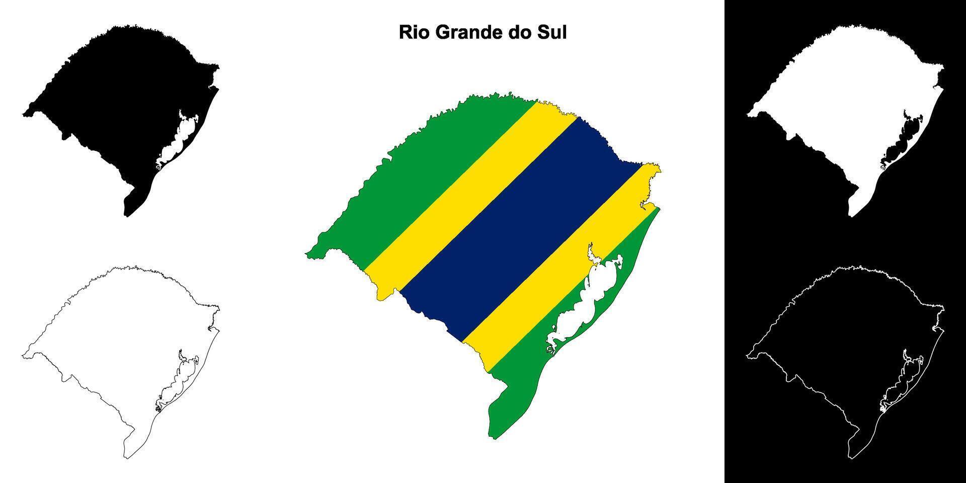 Rio Grande do Sul state outline map set vector