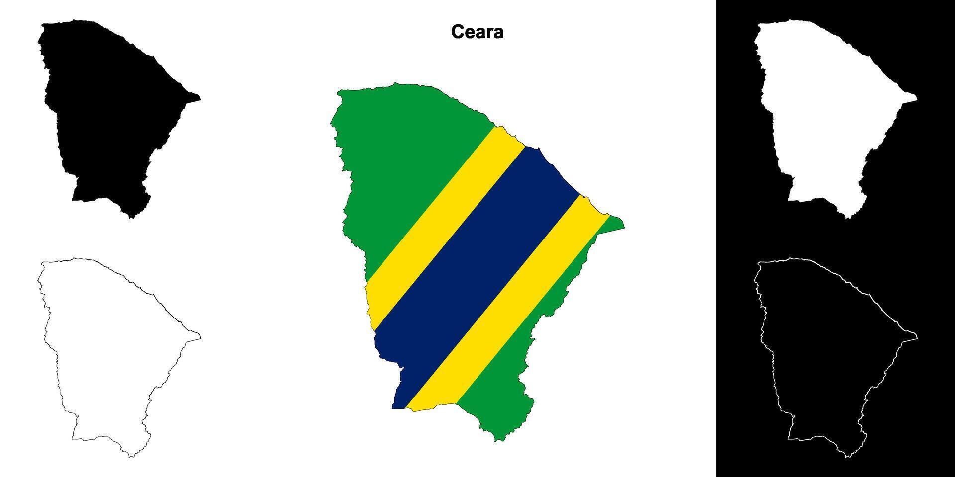 Ceara state outline map set vector