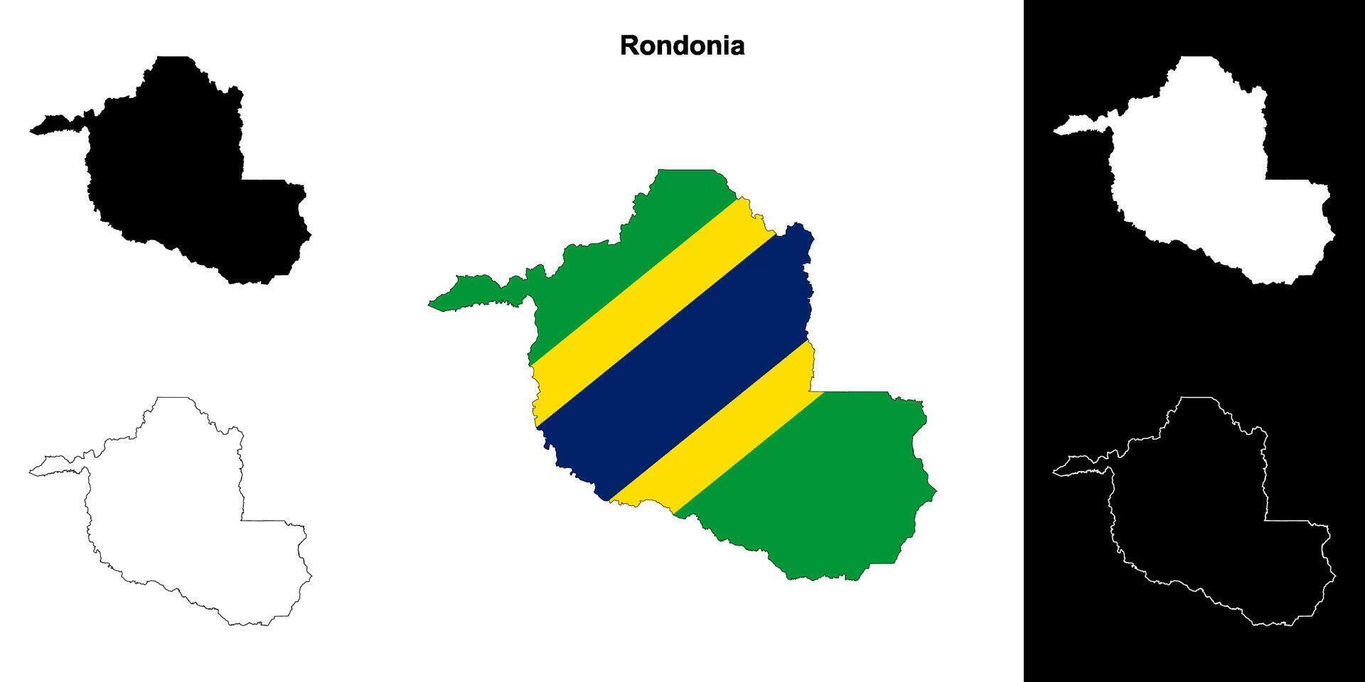 Rondonia state outline map set vector