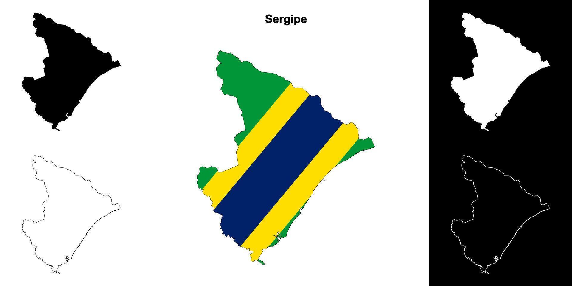Sergipe state outline map set vector