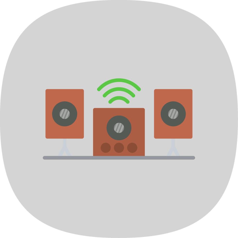 Audio System Flat Curve Icon Design vector