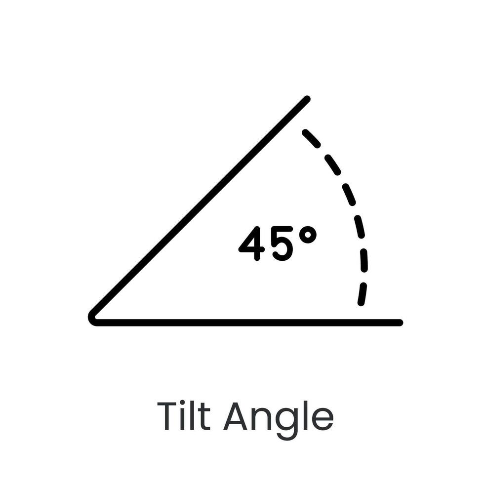 Inclination angle line icon with editable stroke vector