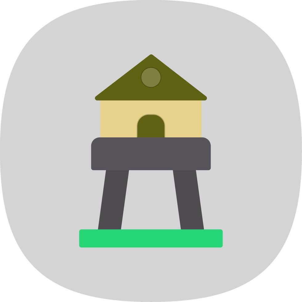 Tower Flat Curve Icon Design vector