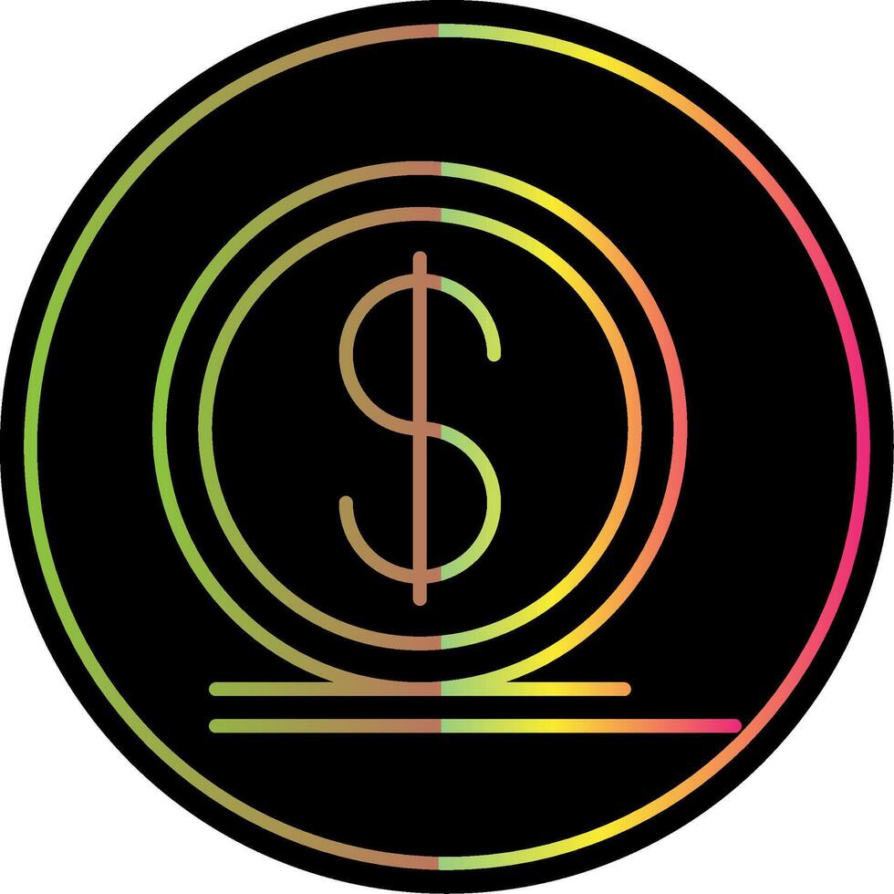 Dollar Coin Line Gradient Due Color Icon Design vector