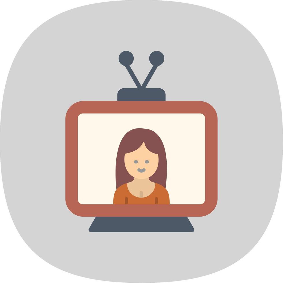 Television Flat Curve Icon Design vector