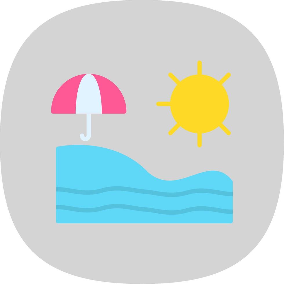 Beach Flat Curve Icon Design vector