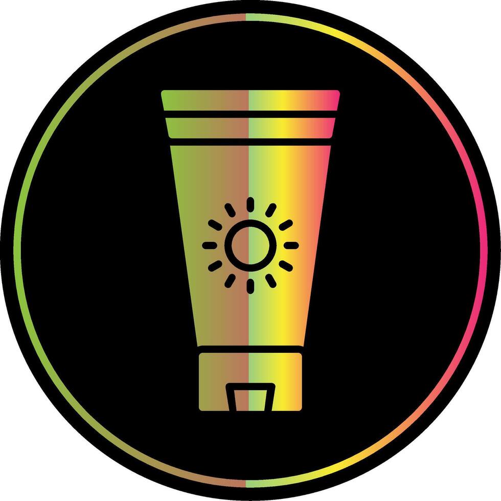 bloqueador solar crema glifo debido color icono diseño vector