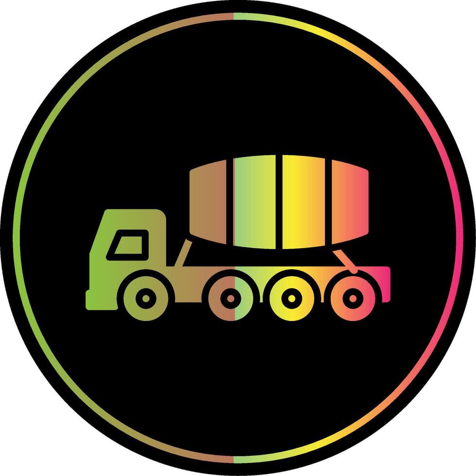 Cement Truck Glyph Due Color Icon Design vector