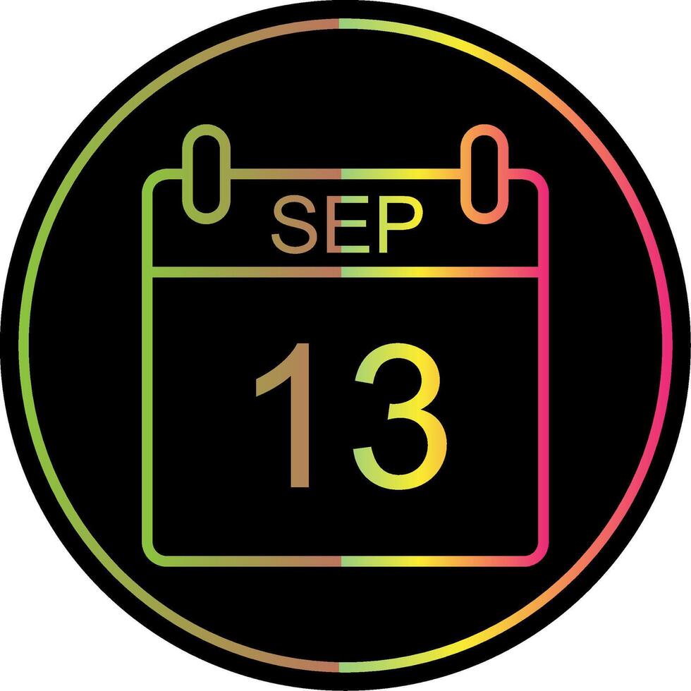 September Line Gradient Due Color Icon Design vector