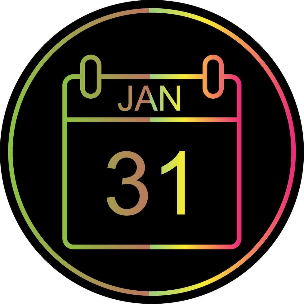 January Line Gradient Due Color Icon Design vector