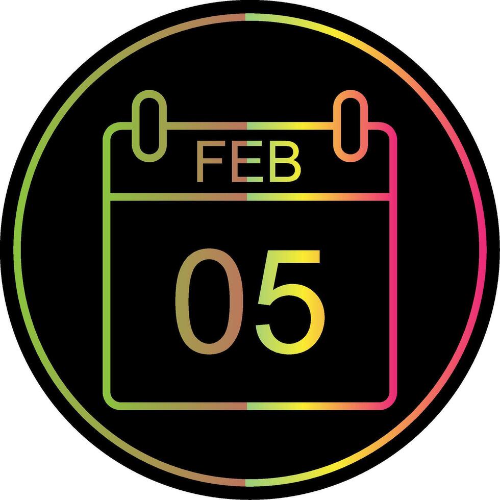February Line Gradient Due Color Icon Design vector