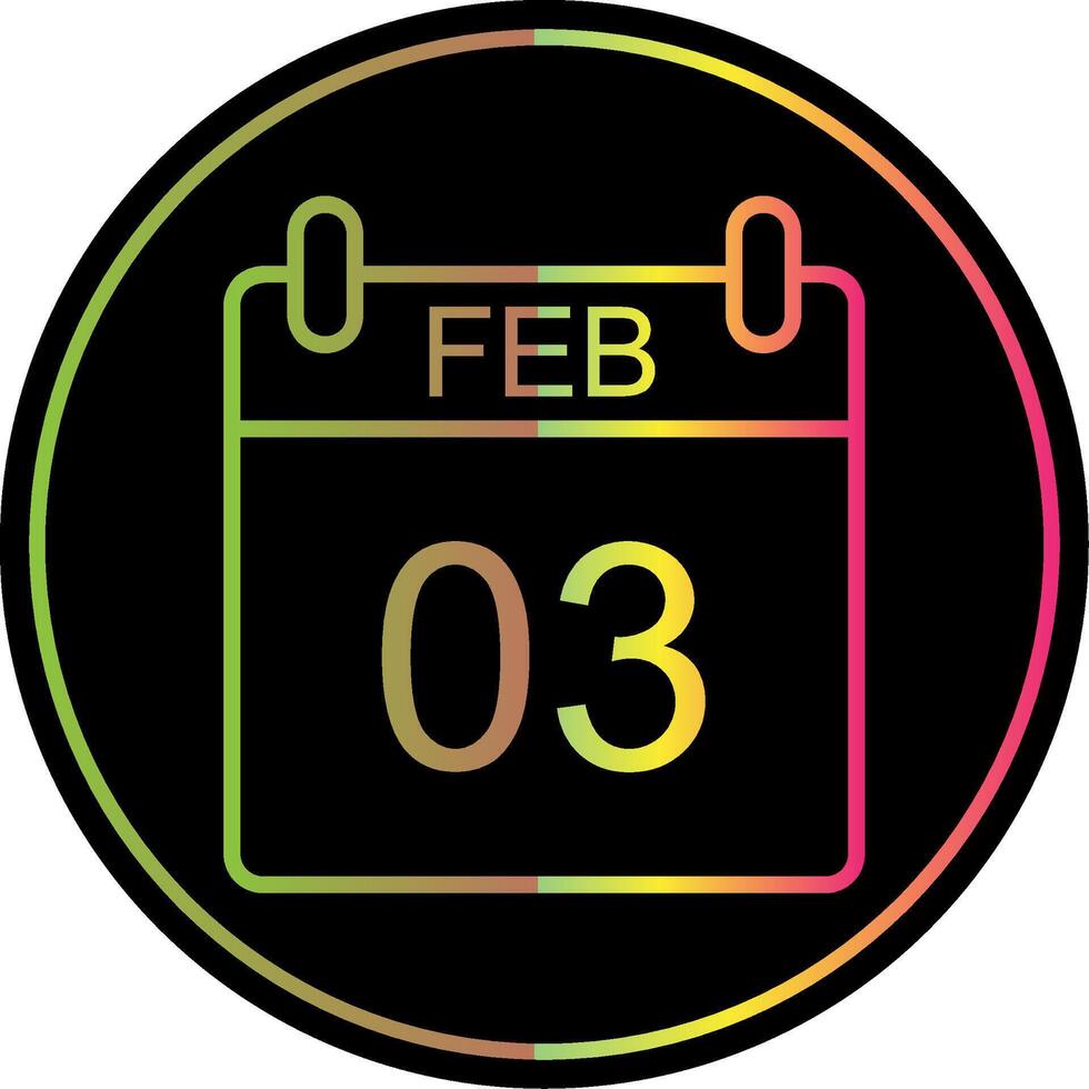 February Line Gradient Due Color Icon Design vector
