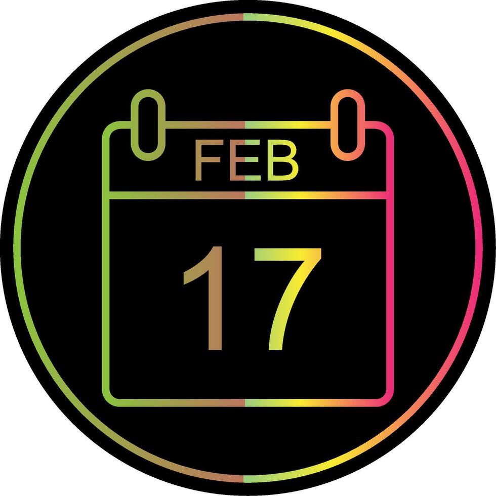 February Line Gradient Due Color Icon Design vector
