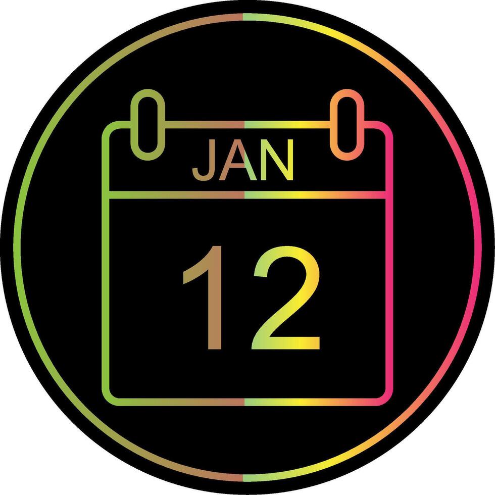January Line Gradient Due Color Icon Design vector