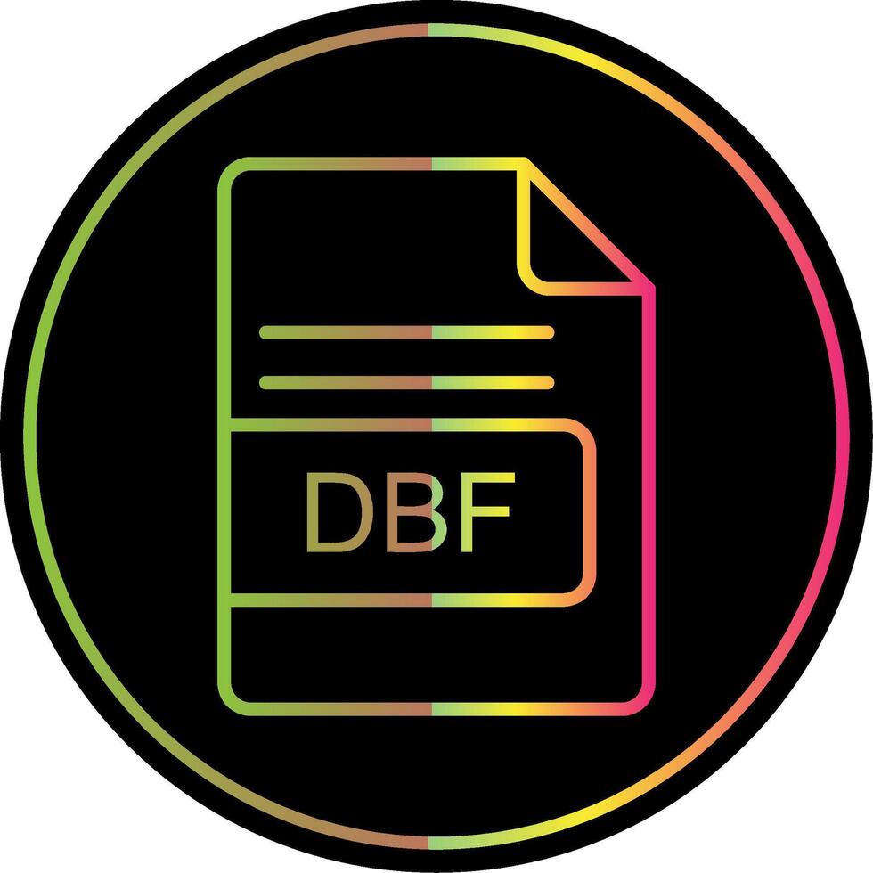 dbf archivo formato línea degradado debido color icono diseño vector