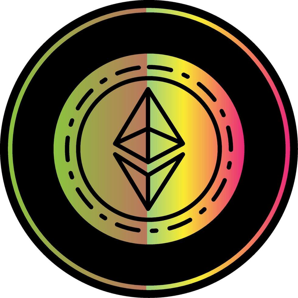 Ethereum Coin Glyph Due Color Icon Design vector