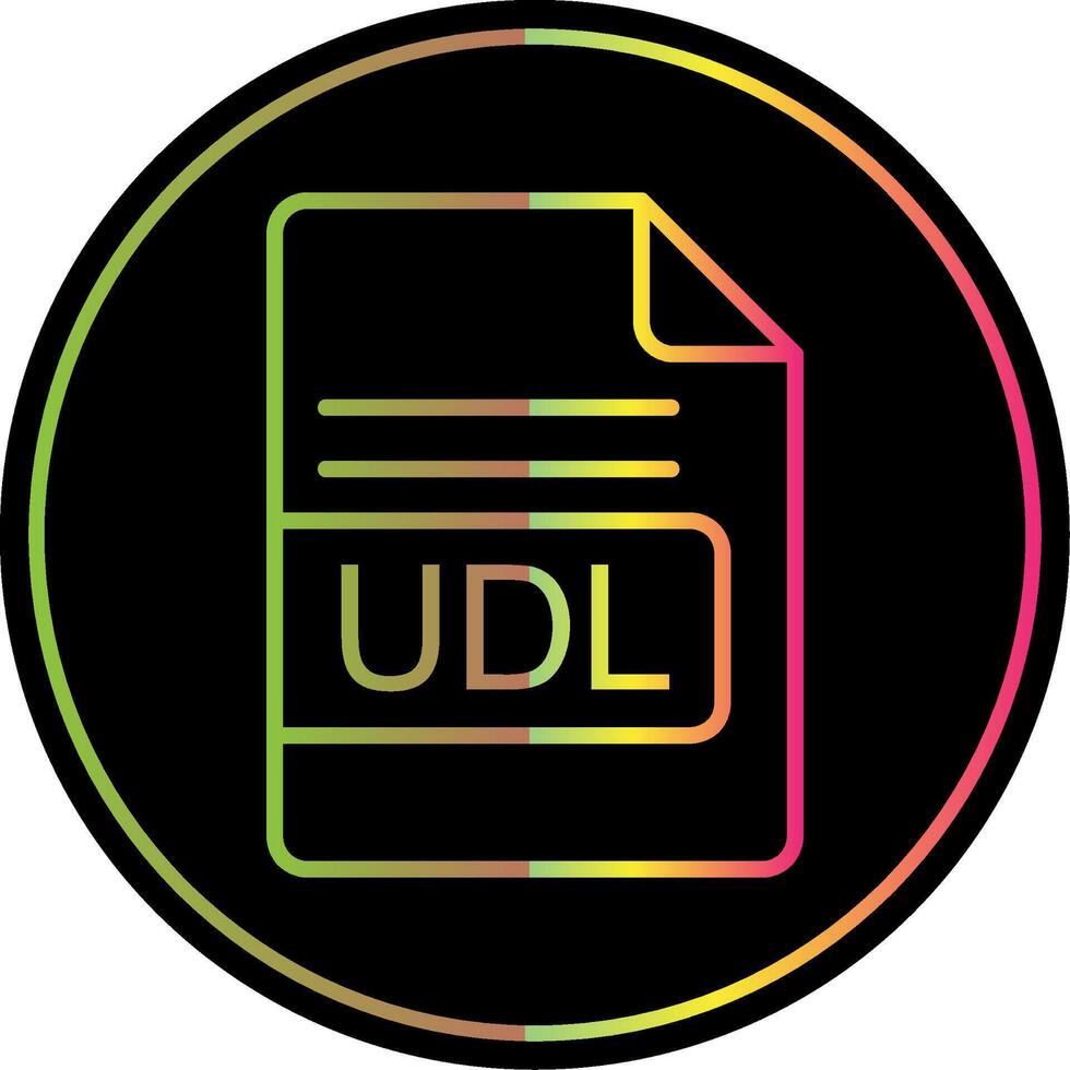 udl archivo formato línea degradado debido color icono diseño vector