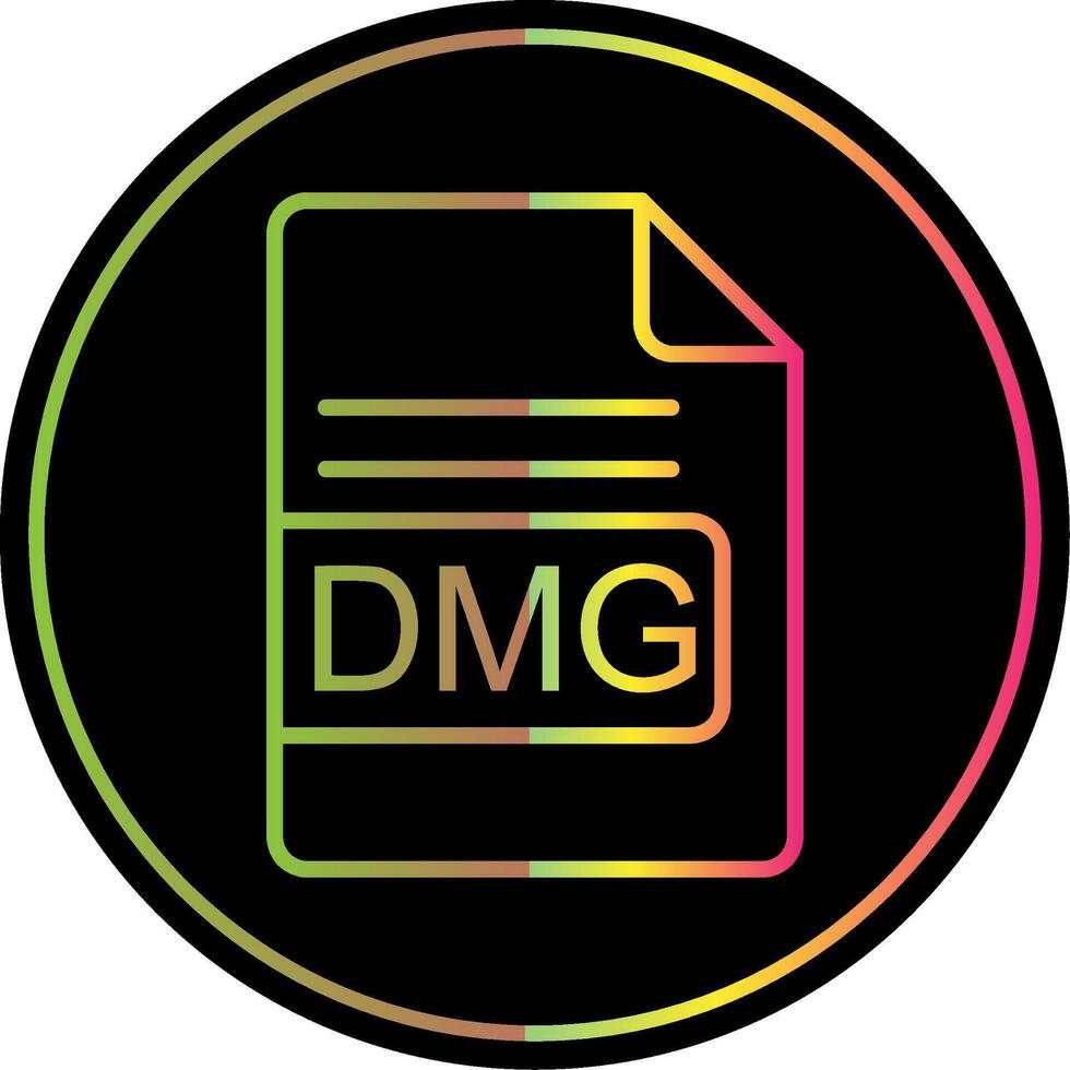 DMG archivo formato línea degradado debido color icono diseño vector