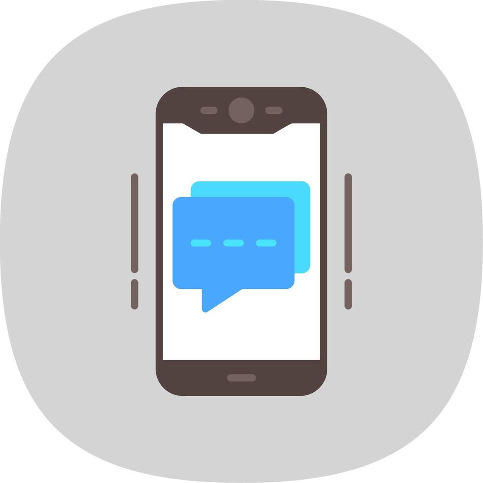 Mobile Chat Flat Curve Icon Design vector