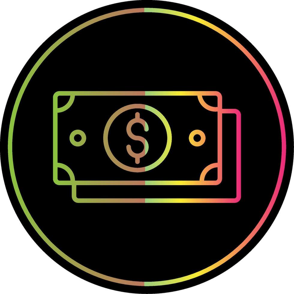 Dollar Bill Line Gradient Due Color Icon Design vector