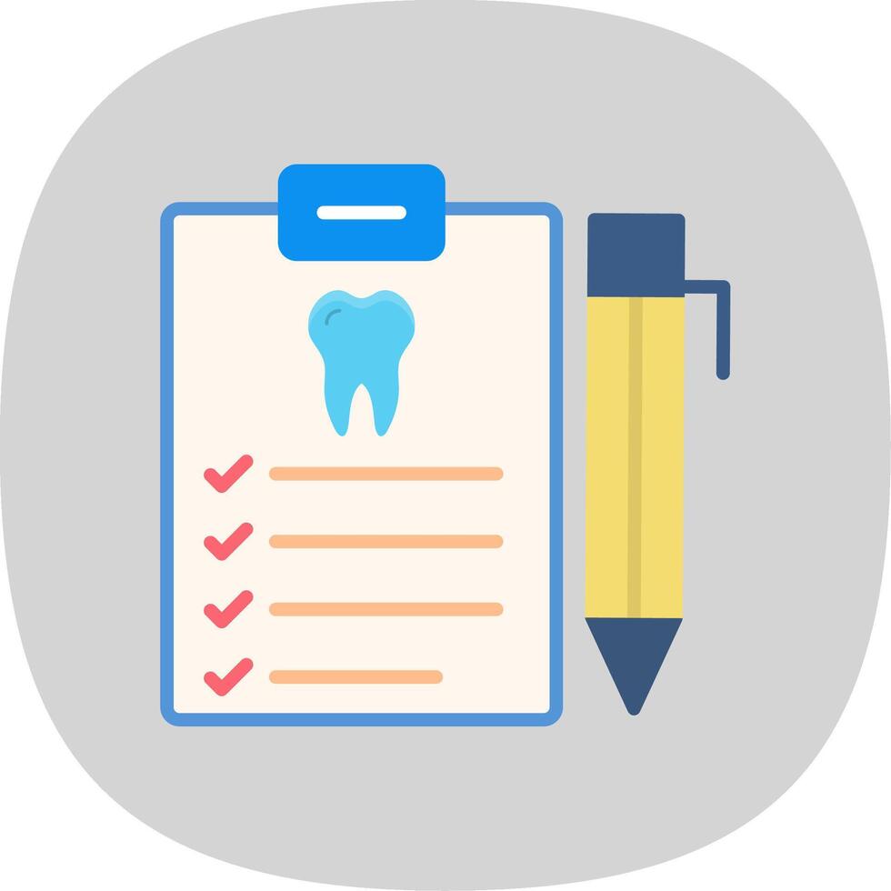 Dental Report Flat Curve Icon Design vector