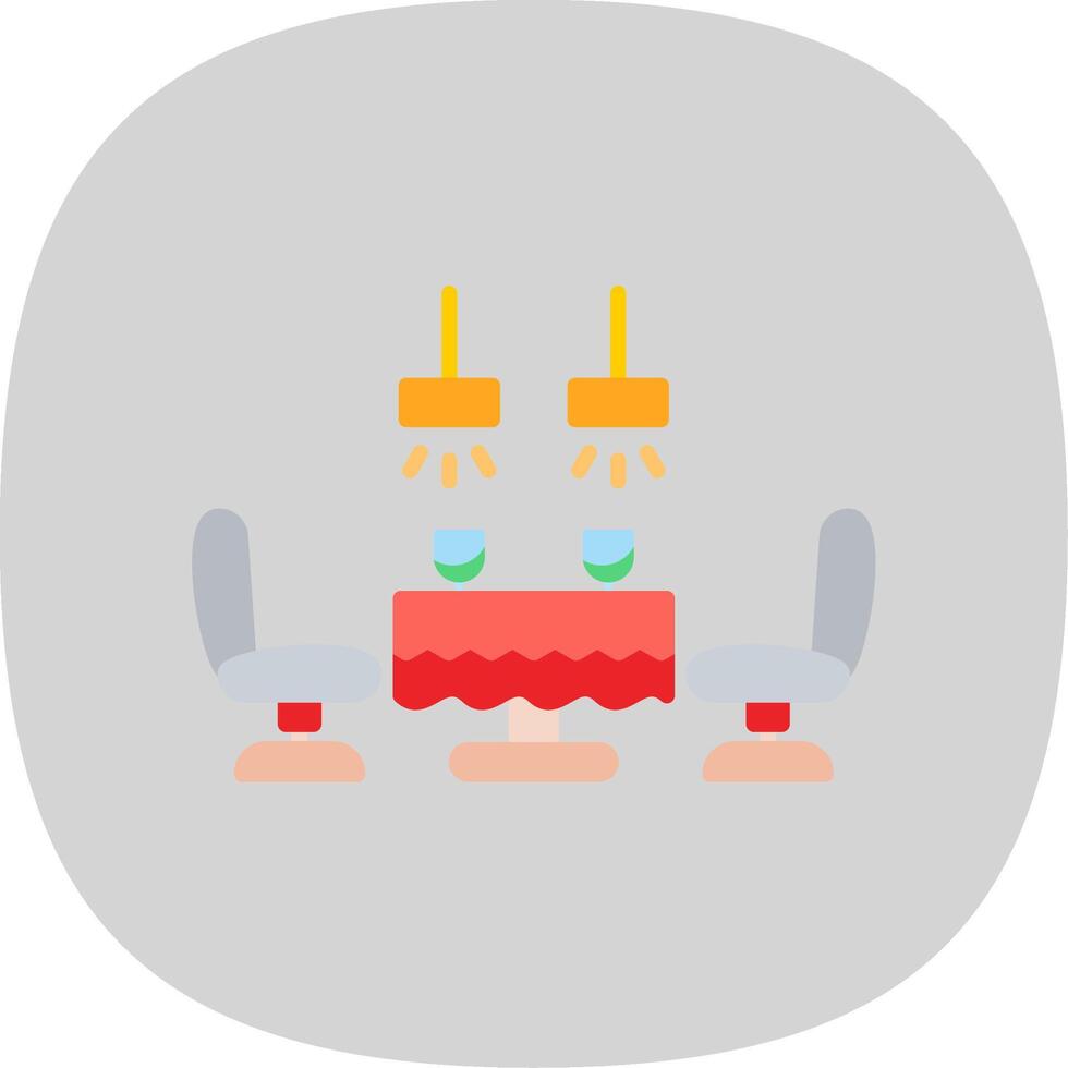 Dining Table Flat Curve Icon Design vector