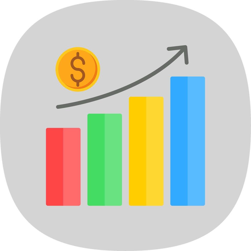 Money Growth Flat Curve Icon Design vector