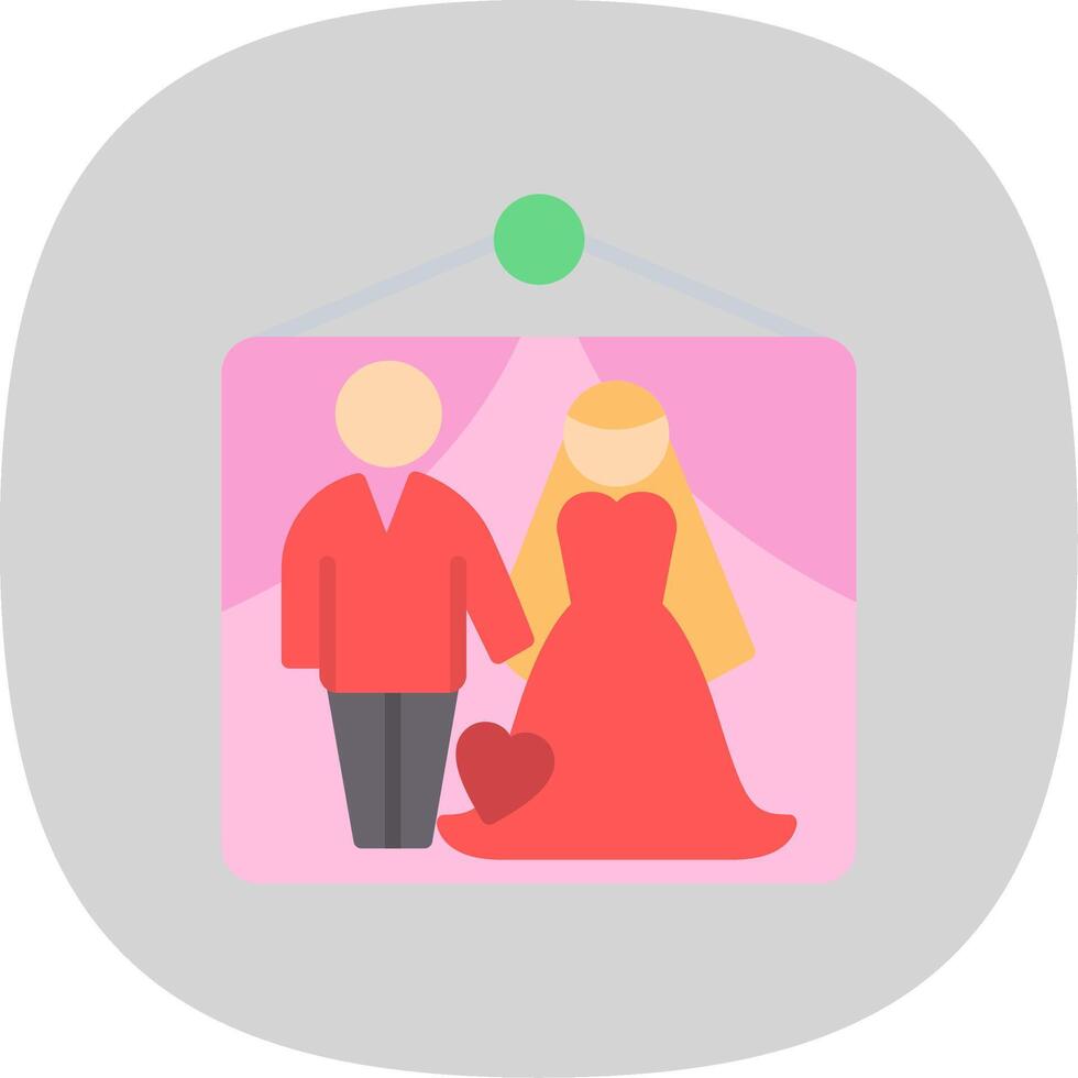 Wedding Photos Flat Curve Icon Design vector