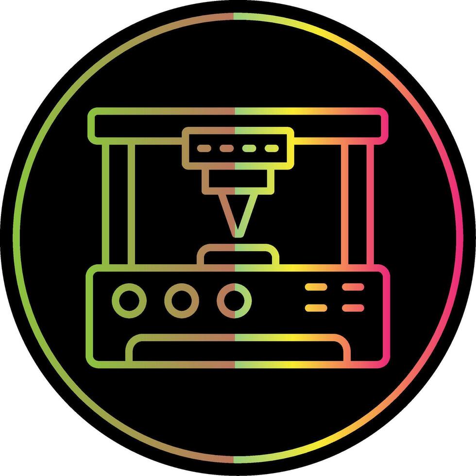 3d Printer Line Gradient Due Color Icon Design vector