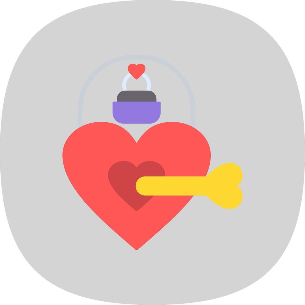 Love Key Flat Curve Icon Design vector