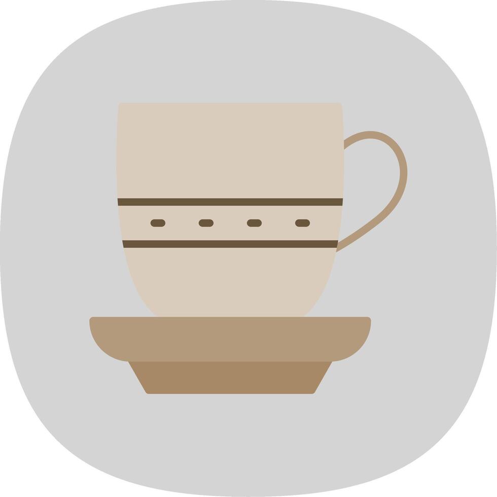 Tea Cup Flat Curve Icon Design vector