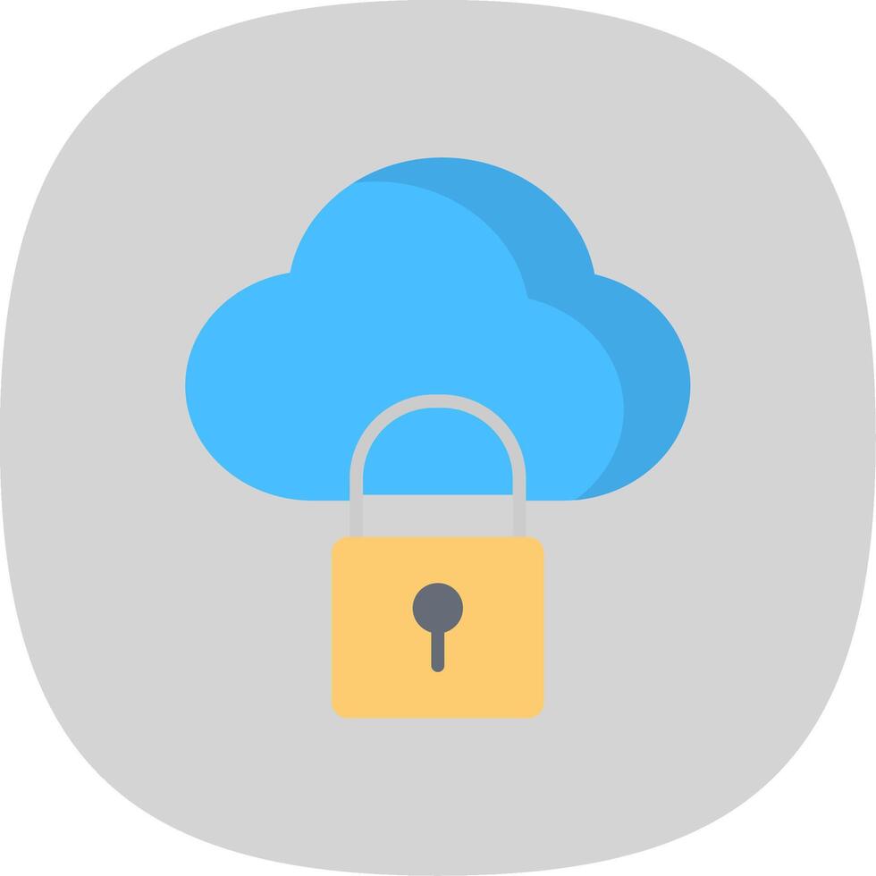 Cloud Lock Flat Curve Icon Design vector