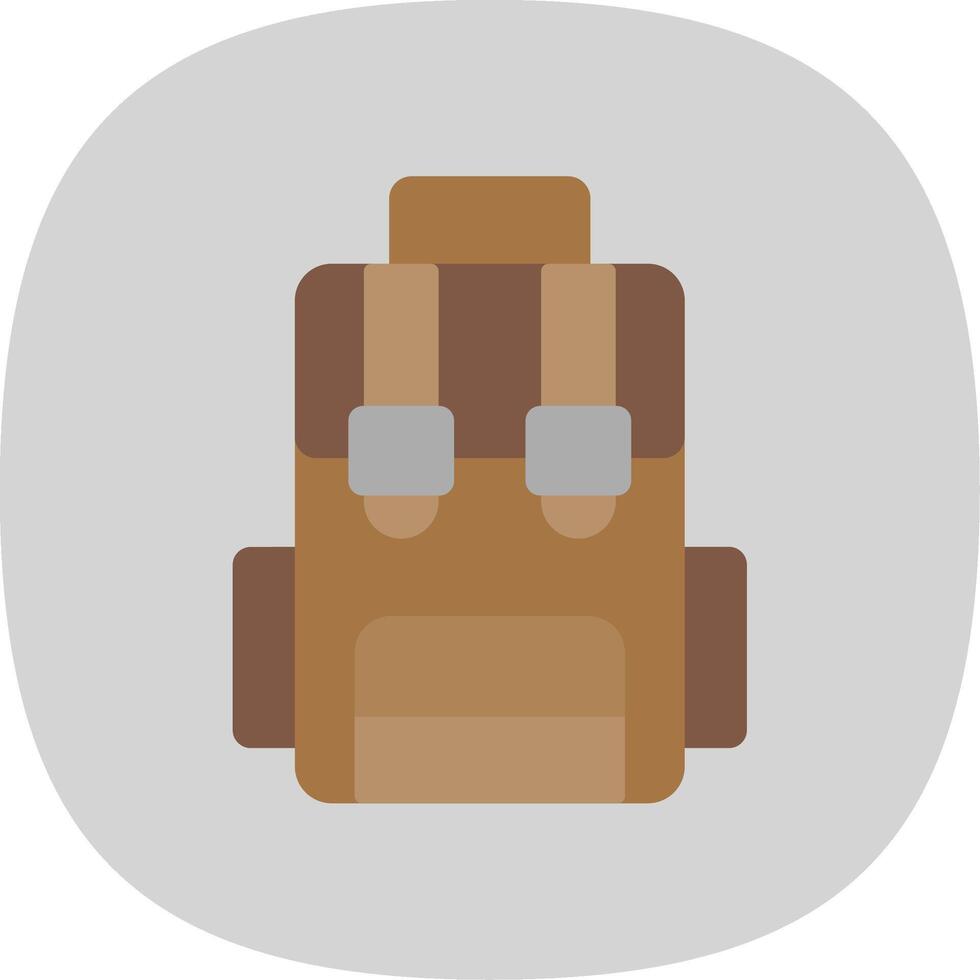 Hiking Back Pack Flat Curve Icon Design vector