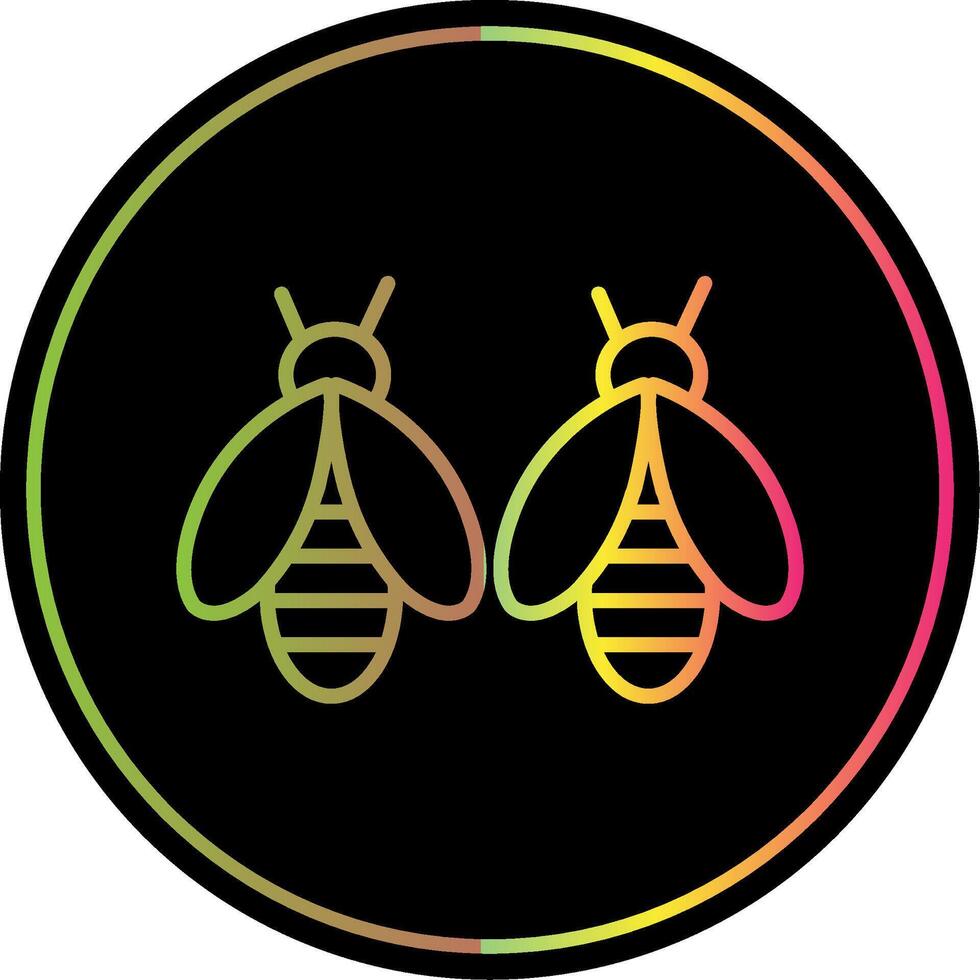 Bees Line Gradient Due Color Icon Design vector