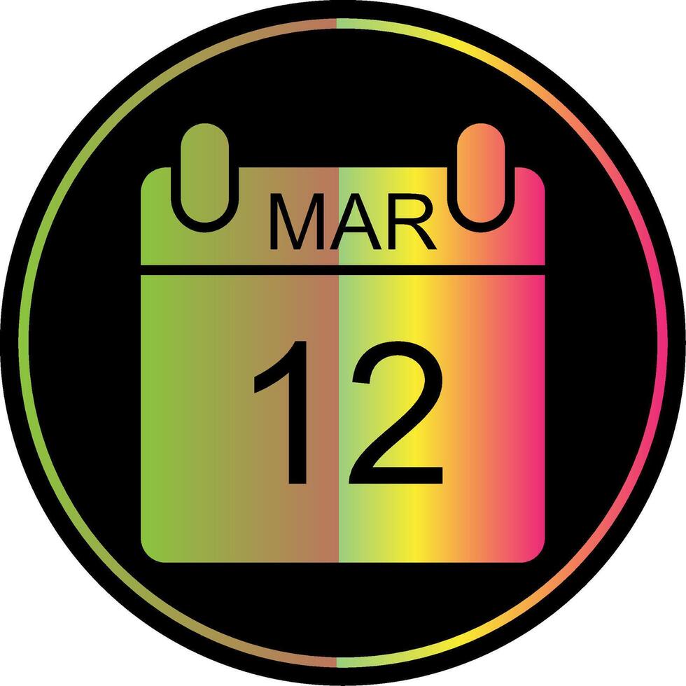 March Glyph Due Color Icon Design vector