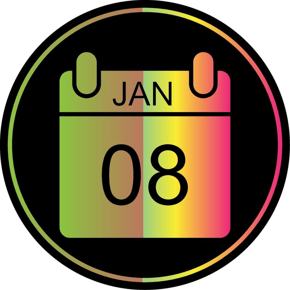 enero glifo debido color icono diseño vector