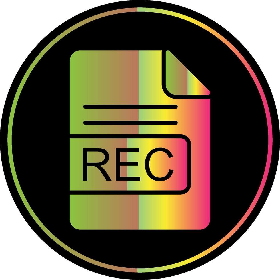 REC File Format Glyph Due Color Icon Design vector