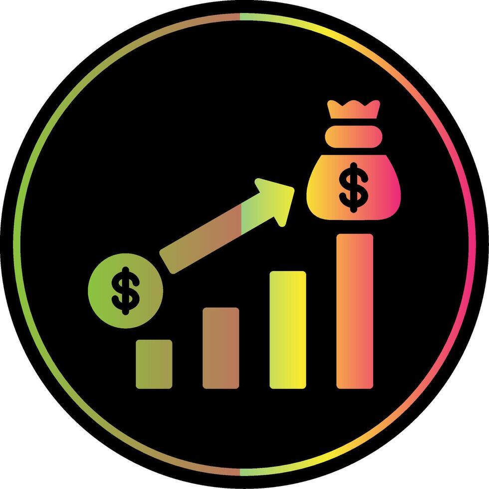 Money Growth Glyph Due Color Icon Design vector