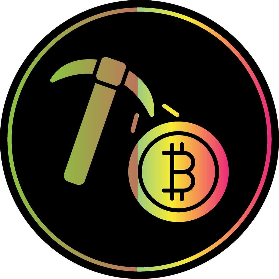 Bitcoin Mining Glyph Due Color Icon Design vector