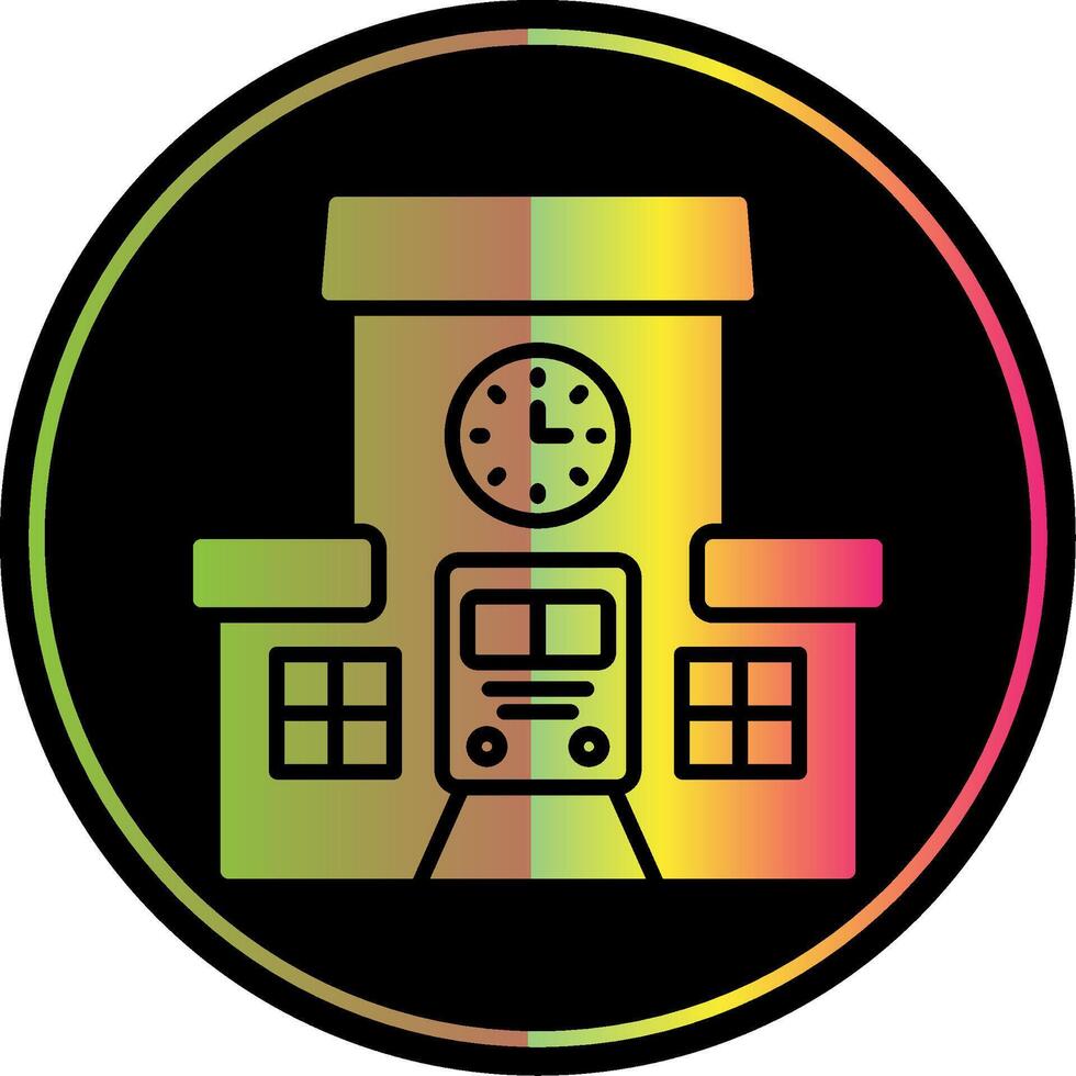 Train Station Glyph Due Color Icon Design vector
