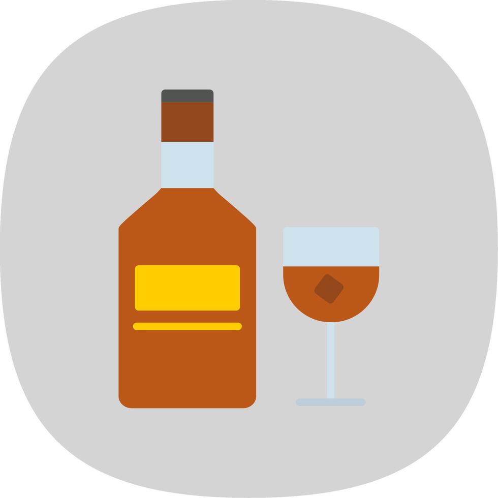 Whiskey Flat Curve Icon Design vector